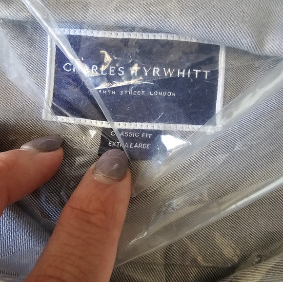 Charles Tyrwhitt - classic fit, extra large, light grey brushed cotton twill LS - Picture 2 of 3